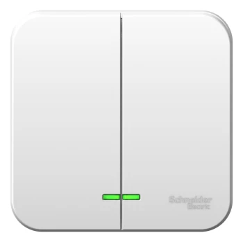 Выключатель 2-клавишный, с подсветкой (в сборе), Белый, серия Blanca, Schneider Electric