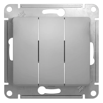 Выключатель 3-клавишный, Алюминий, серия Glossa, Schneider Electric
