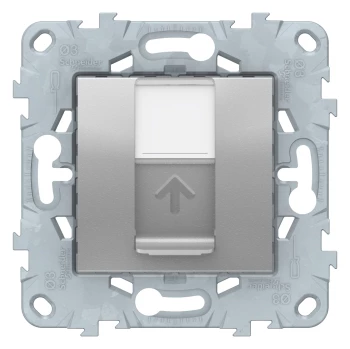 Розетка компьютерная 1-ая кат.6, RJ-45 (интернет), Алюминий, серия Unica New, Schneider Electric