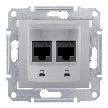 Розетка компьютерная 2-ая кат.5е, RJ-45 (интернет), Алюминий, серия Sedna, Schneider Electric
