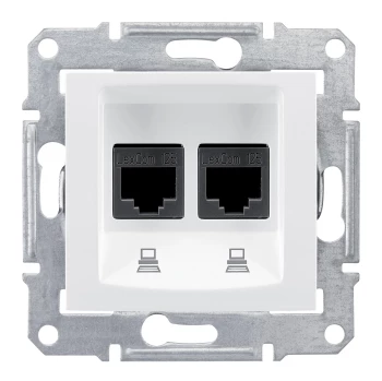Розетка компьютерная 2-ая экранированная кат.5е, RJ-45 (интернет), Белый, серия Sedna, Schneider Electric